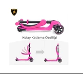 Lisanslı L5 2in1 Katlanabilir Oturaklı Işıklı 3 Tekerlekli Çocuk Scooter Sarı - 4