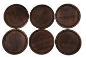 Bambum Patrin Doğal Ahşap Yuvarlak Küçük Tabak 6’lı Set – 25x2 cm - 6