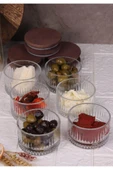 Duo Mix 6'lı Ahşap Vakumlu Kapaklı Cam Kahvaltılık Çok Amaçlı Cam Çerezlik 235 ml - 6