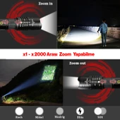 Şarjlı Pilli El Feneri P50 Led Işıldak Kamp Lambası Gece 800 metre Uzun Menzil Aydınlatma Beyaz Işık - 4