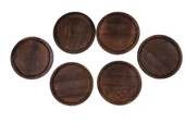 Bambum Patrin Doğal Ahşap Yuvarlak Küçük Tabak 6’lı Set – 25x2 cm - 7