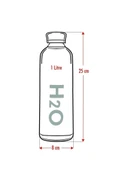 H2O Borosilikat Cam Matara 1L Vakum Kapaklı Su Şişesi Suluk 1000 Ml - 4