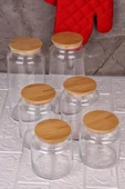 Zone - 6'lı Cam Saklama Kabı 600ml-800ml-1300ml Vakumlu Bambu Kapaklı thumbnail 3