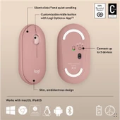 LOGITECH PEBBLE 2 M350S KABLOSUZ BLUETOOTH SESSİZ OPTİK MOUSE PEMBE 910-007014 - 1