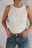 MyClean Loewe Yazı Taş İşlemeli Halter Yaka Fitilli Atlet Penye - 2