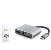 HADRON HDX7838 TYPE-C TO HDTV HDMI 4K 30HZ + VGA 2IN1 GRİ - 1