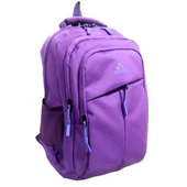 ketenli kumaş 4 bölmeli okul çantası ortaokul ve lise boy mor thumbnail 2