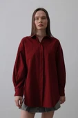 Uzun Kol Gömlek - Bordo thumbnail 2