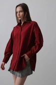 Uzun Kol Gömlek - Bordo thumbnail 3