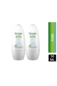 SİMPLE Kind To Skin Pure Deodorant Roll On %0 ALCOHOL Sensitive 50 ml X 2 Adet - 1