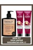 GLİSS Durulanmayan Saç Bakım Kremi 150ml X 2 Adet + Derma CC LABORATORIES Tuzsuz Şampuan 500 ml - 1