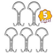 (5 ADET) Noktalı Krom Metal Portmanto Vestiyer Duvar Askısı Dolap Elbise Askılığı Askılık Askılığı thumbnail 1