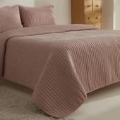 Karaca Home Elie Çift Kişilik Yatak Örtüsü Seti Pudra - 2