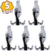 (5 ADET) Efsane Krom Metal Portmanto Vestiyer Duvar Dolap Elbise Askısı Kapı Askılığı Askılık - 1