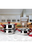 Hisar  Optima Burçak Kırmızı 6 Parça Paslanmaz Çelik Tencere Seti (TEŞHİR) - 1
