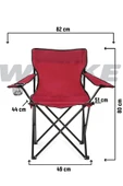 Katlanabilir Kamp Sandalyesi Piknik Sandalyesi Plaj Sandalyesi Kırmızı Taşıma Çantalı 4'lü thumbnail 3