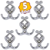 (5 ADET) Sırma Krom Metal Portmanto Vestiyer Duvar Dolap Elbise Askısı Kapı Askılığı Askılık thumbnail 1