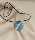 Kolye Ceyt Doğal Taş Hayat Ağacı Kalp Tel Sarma Kadın Kız Takı Gerdanlık Düğün Nişan - 4