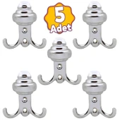 (5 ADET) Metal Krom Portmanto Vestiyer Duvar Askısı Dolap Elbise Kıyafet Askılığı Askılık thumbnail 1