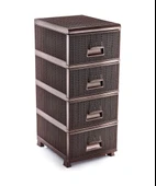 Omnipazar SY-4553 Örgü Desen Plastik Komidin Mutfak Sebzelik 4 Katlı Kahverengi - 1