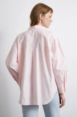 Oversize Pamuklu Gömlek Pembe thumbnail 4