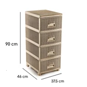 Omnipazar SY-4553 Örgü Desen Plastik Komidin Mutfak Sebzelik 4 Katlı Krem - 2