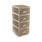 Omnipazar SY-4553 Örgü Desen Plastik Komidin Mutfak Sebzelik 4 Katlı Krem - 1