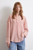 Çizgili T Kol Gömlek Kiremit thumbnail 2