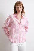 Zebra Desen Modal Gömlek Pembe - 5