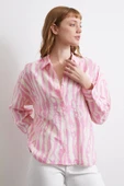 Zebra Desen Modal Gömlek Pembe - 1