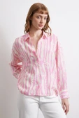 Zebra Desen Modal Gömlek Pembe - 6