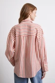 Çizgili T Kol Gömlek Kiremit thumbnail 6