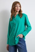 Klasik Saten Gömlek Yeşil thumbnail 5