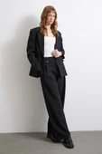 Bel Detaylı Wide Leg Pantolon Siyah - 3