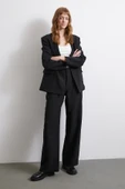 Bel Detaylı Wide Leg Pantolon Siyah - 2