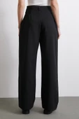 Bel Detaylı Wide Leg Pantolon Siyah - 6