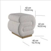 SALLY S Puf, Oturma Odası, Antre Puf, Krem, Gold Metal Ayak - 5