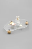 Ahşap Top Ayaklı Eğri Pleksi Şeffaf Dekoratif Duzenleyici Stant - 1