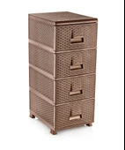 Omnipazar SY-4552 Hasır Desen Plastik Komidin Mutfak Sebzelik 4 Katlı Kahverengi - 1