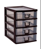 Omnipazar SY-4539 Cindy Box Mini Plastik Komidin Çekmecelik 4 Katlı Kahverengi - 1