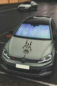 Oto Kaput Şerit Sticker Dövme Tasarımlı Siyah 25*60 Cm - 1
