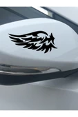Oto Plaka Yansıtıcı Kanatlar Tasarım Sticker 1 Çift Siyah 7*2 Cm thumbnail 1