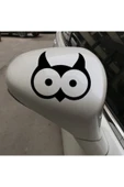 Karikatür Baykuş Kafası Oto Sticker Siyah 20*15 Cm thumbnail 1