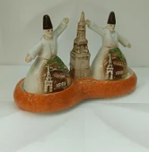 Baharatlık Tuzluk Biberlik Semazen Kemer Yazılı Kule Tabaklı Seramik Mutfak - 4