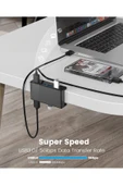Coverzone 5 Gbps USB 3.0 Hub Kelepçe  , Ekstra Güç Kaynağı Bağlantı Noktası 4 Portlu Bölücü MH4PU Siyah uyumlu - 2