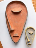 Taş Heykel Duvar Maskesi, El Yapımı Soyut Yarı Yüz Duvar Dekoru, Ev ve Ofis Hediye Dekor - 4