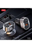 Xo 100W Araç Hızlı Şarj Adaptörü CC61,Dijital Ekran|Hızlı Şarj,1x USB-C,1x USB-A,1x Lightning thumbnail 2