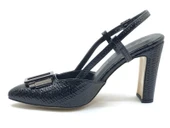 Feles Toka Detaylı Kalın Ökçe Arkası Açık Stiletto Kadın Topuklu Ayakkabı thumbnail 3