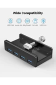 Coverzone 5 Gbps USB 3.0 Hub Kelepçe  , Ekstra Güç Kaynağı Bağlantı Noktası 4 Portlu Bölücü MH4PU Siyah uyumlu - 6