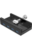 Coverzone 5 Gbps USB 3.0 Hub Kelepçe  , Ekstra Güç Kaynağı Bağlantı Noktası 4 Portlu Bölücü MH4PU Siyah uyumlu - 1
